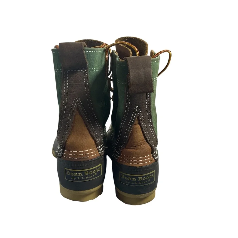 Vintage LL Bean Duck Boots Womens Size 7 Green Brown Leather Duck Boots USA Made